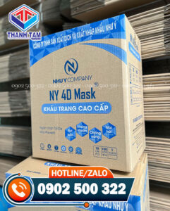 Sản xuất thùng đựng khẩu trang 3 lớp cao cấp in Flexo Trame khắc pha lê cho CTY xuất nhập khẩu Như Ý