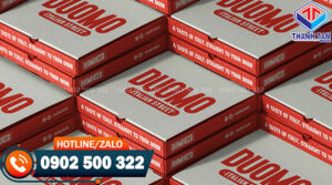 Sản xuất hộp pizza in flexo đỏ