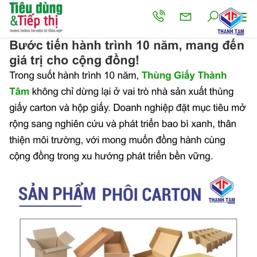 Thành Tâm được báo Tiếp Thị Tiêu Dùng đưa tin