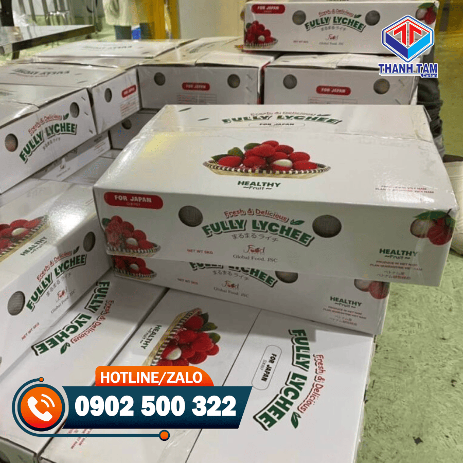 thùng carton đựng vải thiều